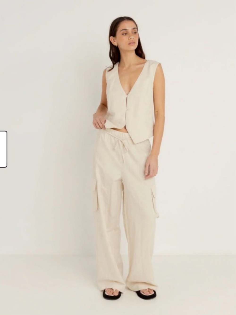 Sienna Sky Wide Leg Pants 
Women's Small Cargo Cream NEW - Picture 2 of 5